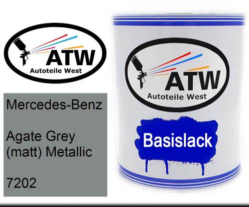 Mercedes-Benz, Agate Grey (matt) Metallic, 7202: 1L Lackdose, von ATW Autoteile West.